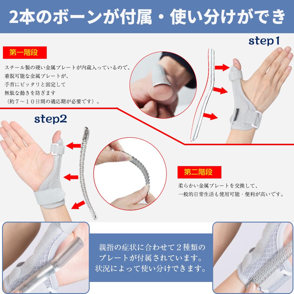 KATYOU Thumb Base Thumb Fixed Metal Plate Breathable Mesh Tendon Thumb Does Not Get One Size Fits 2 Pieces Supporter, Wrist, Support, + Material,