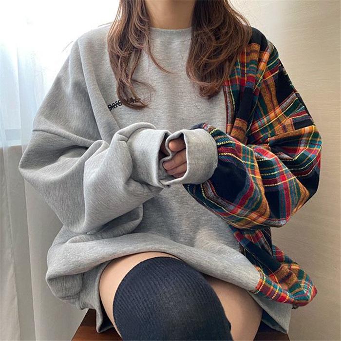 Women's Crew Neck Long Sleeve Sweatshirt Loose Fit Streetwear Pullover Top