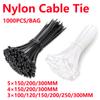 1000Pcs Self-locking Plastic Nylon Cable Tie White/Black 5X300mm Cable Tie Fastening Ring 3X200mm Cable Tie Zip Wraps Strap Tie