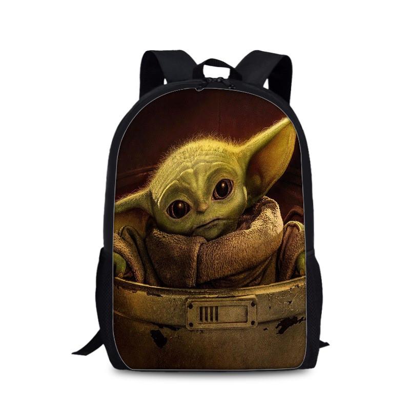 Mandalorian Grogu Double Strap Backpack For Children With Durable Nylon Material