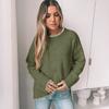 Autumn Winter Round Neck Patchwork Loose Casual Sweater Women Fashion Simple Bottomed Knitting Pullover Top