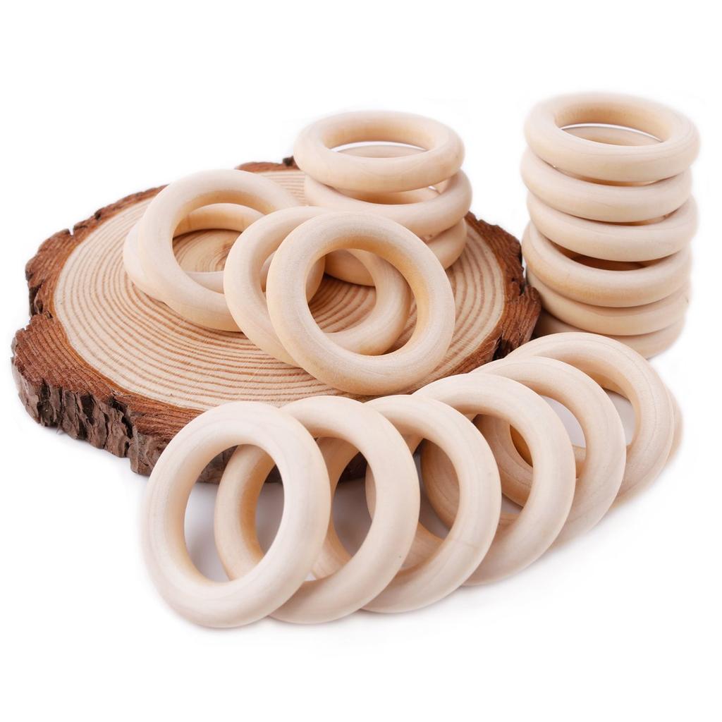 Baby Firstlook Wooden Ring Unpainted Handmade Rattle Rattle Toy Educational Toy 40mm/20pc
