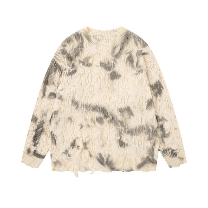 Oversized Knit Sweater Men Women - Vintage Tie Dye Fringe Soft Loose Fit Winter Casual Pullover