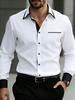Slim Fit Men's Long Sleeve Shirt with Geometric Pattern, Ideal for Formal Occasions