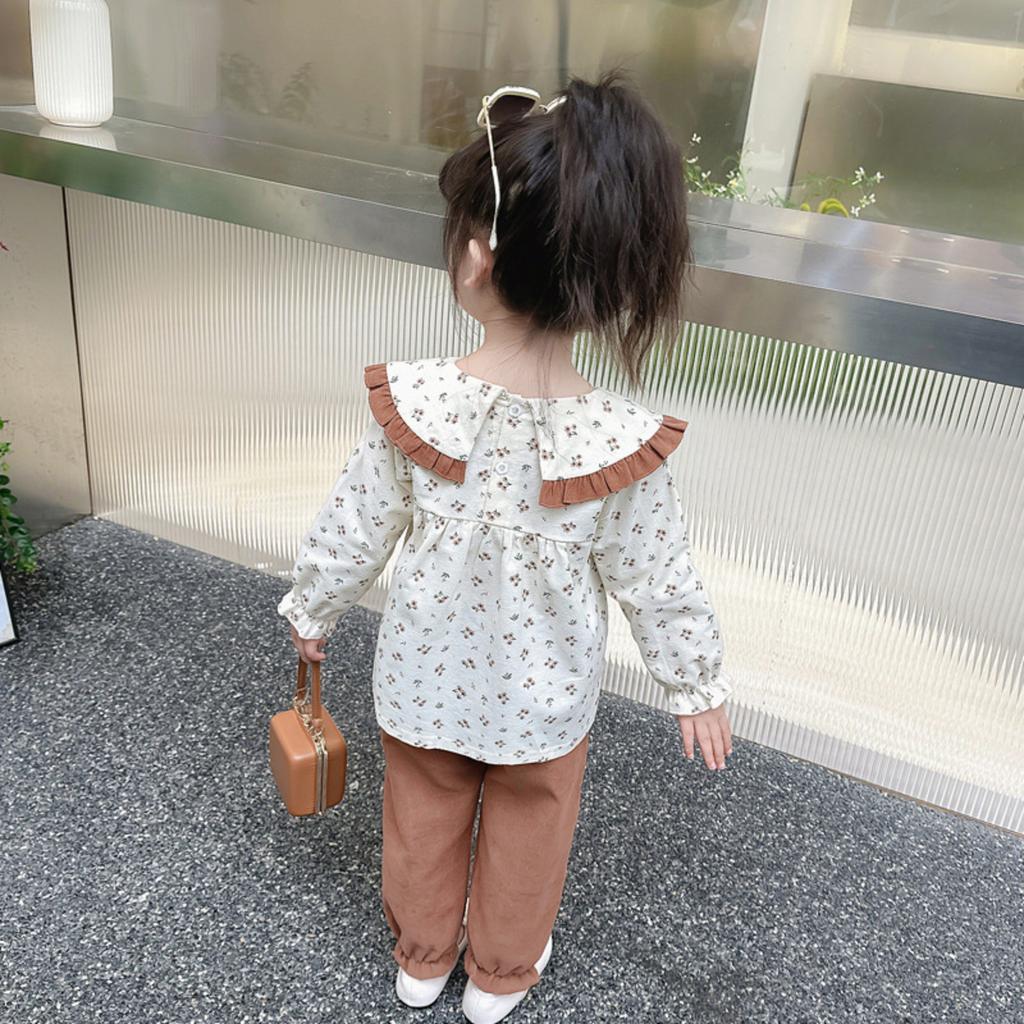 Girls Top Pants Two-piece Round Neck Sweater Long Sleeve Pants Set