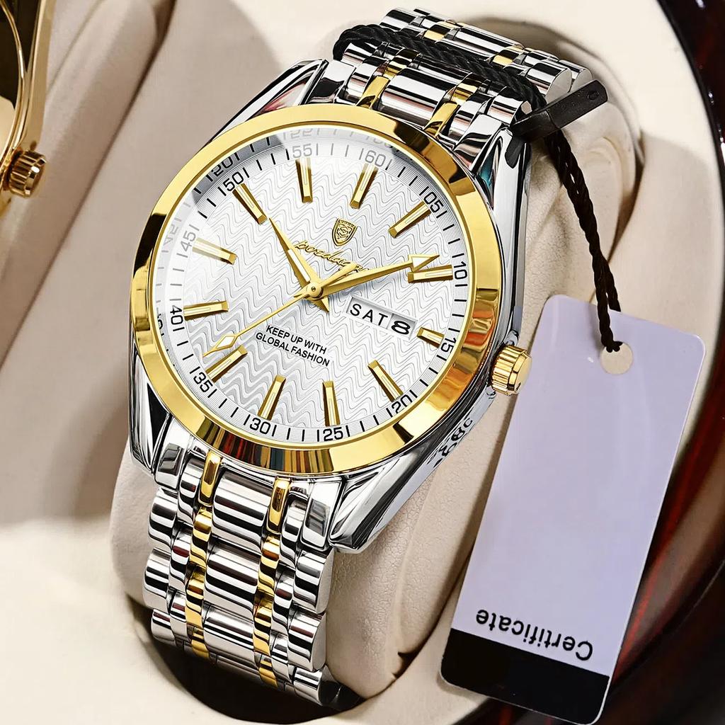 Men's Waterproof Luminous Dual Calendar Watch, Fashionable Quartz Watch Weekly Calendar Display Festival Gift Men's Exquisite Gift Watch