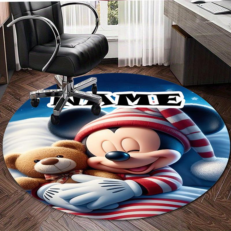 Personalized M-Mickey Round Chair Office Rug - Perfect for Mat, Office Chair & More - Ideal Gift for Birthdays and Holidays