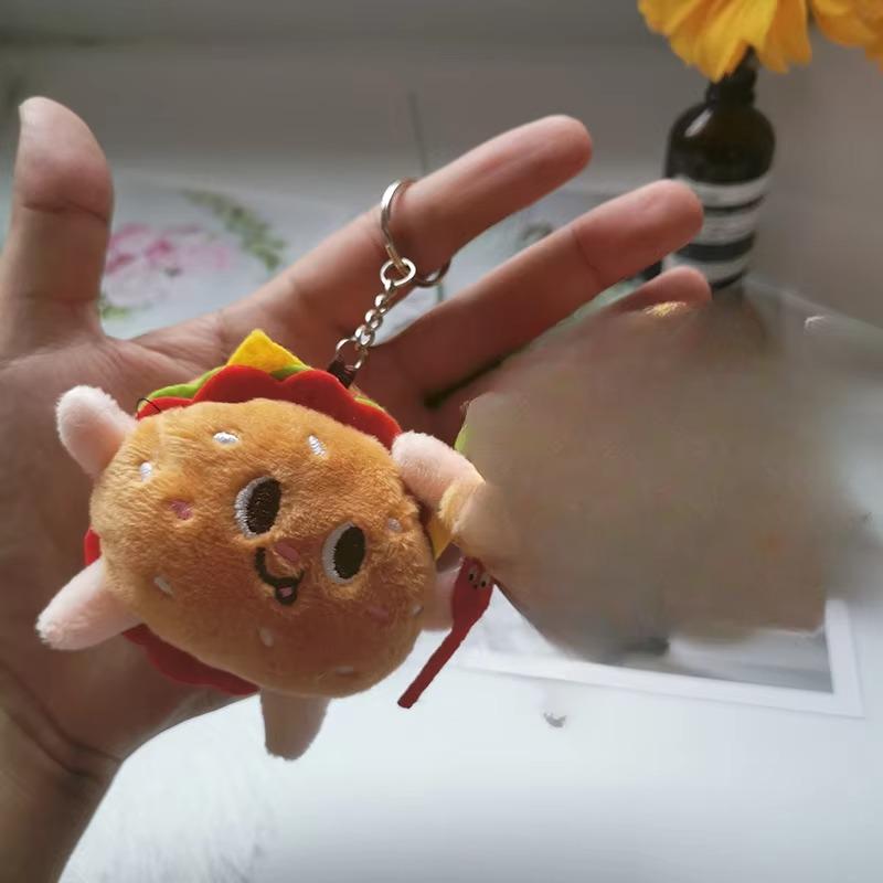 Плюшевый брелок 1 шт., маленькая подвеска в виде гамбургера, картофеля фри, брелок, игрушка, сумка, чехол для мобильного телефона, брелок, подарок на день рождения