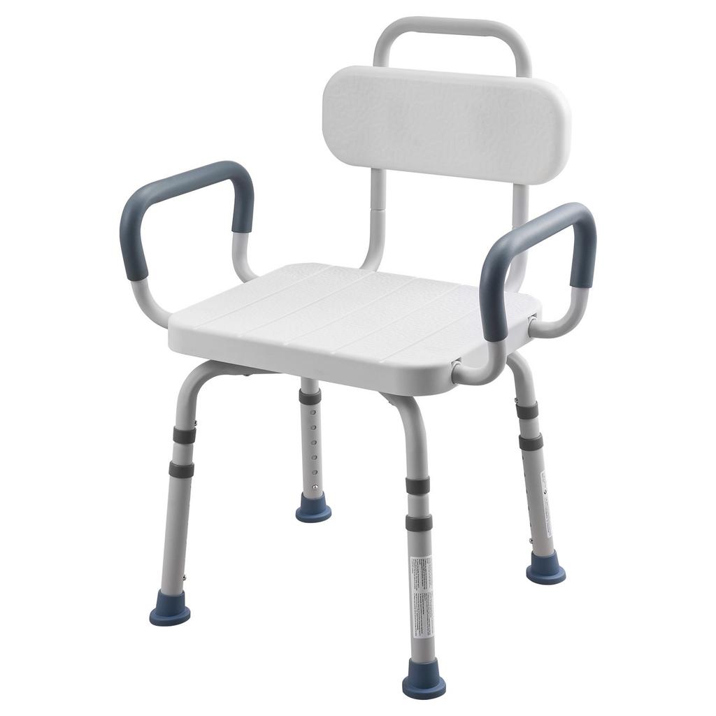 Swivel Shower Chair with Arms and Back, 180 kg Load Heavy Duty Bench Seat for Inside Shower Stall and Bathtub, Height Adjustable Bathroom Bath Tub