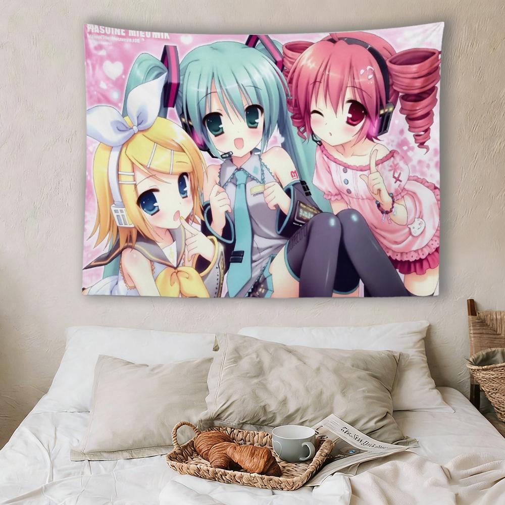 Гобелен Vocaloid Хацунэ Мику Рин Тэто, Милый Аниме Декор для Повешения на Стену