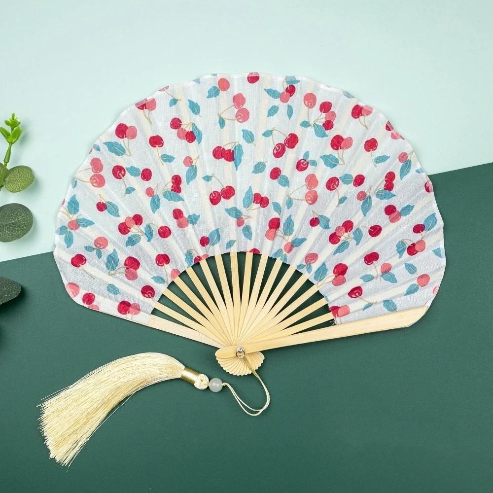 Retro Mini Shell Fan Portable Chinese Style Fan Decorative Folding Hand Fan Photo Prop