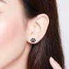 Enameled paw stud earrings silver 925