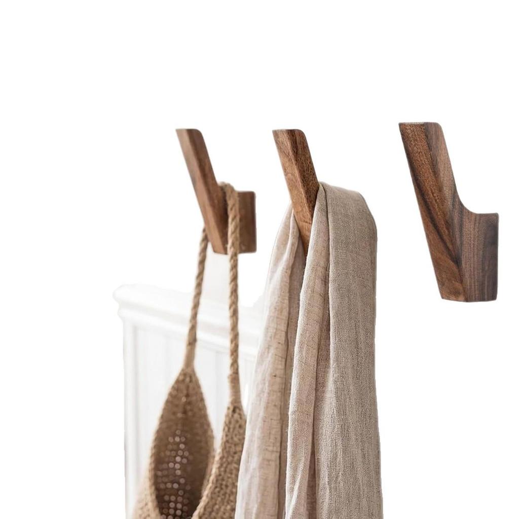Black Walnut L-Shaped Solid Wood Coat & Hat Hook - Nordic Wall-Mounted Door Hook
