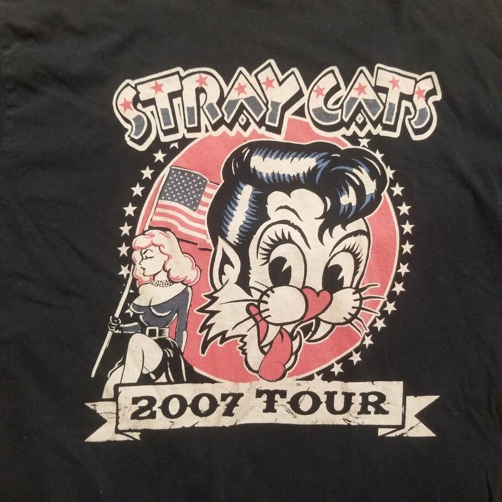 Футболка с коротким рукавом Stray Cats Tour Band Concert 2007 Хлопок Все размеры от S до 5XL Унисекс