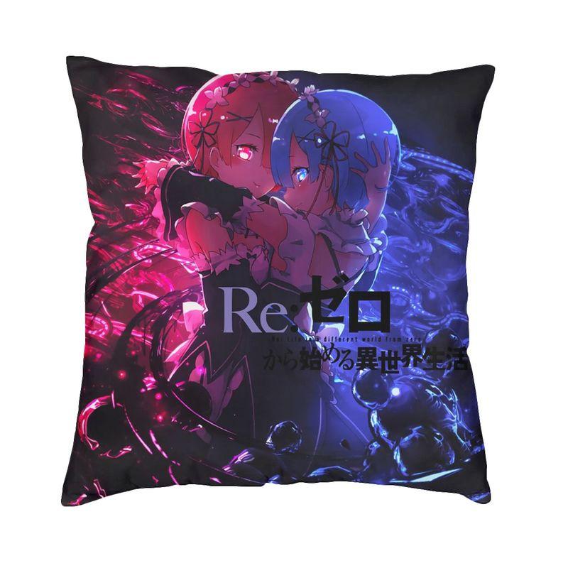 Аниме Анимация Роман Re Zero Наволочка 45x45см Декоративная Печать Подушка-бросок для Гостиной Двусторонняя