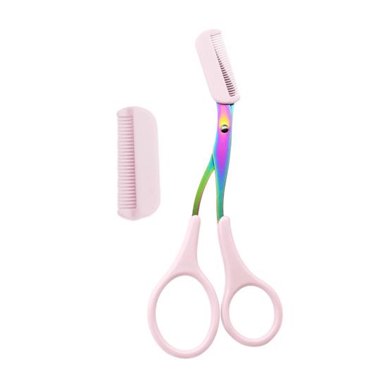 Eyebrow Trimming Scissors with Comb Stainless Steel Professional Non-Slip Precision Eyebrow Trimmer Men Women Brow Hair Removal Tool