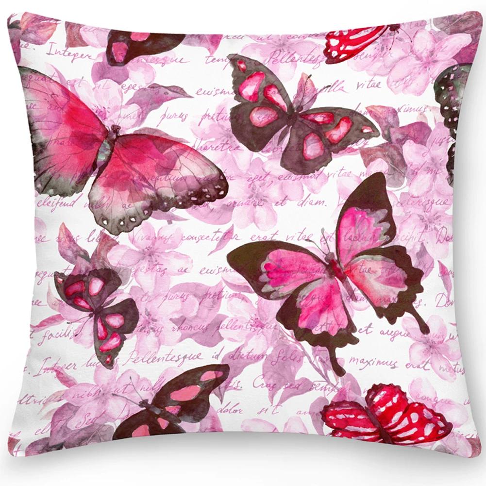 Pillow Office Sofa  Butterfly Print Double Sided  Cover Square Cushion