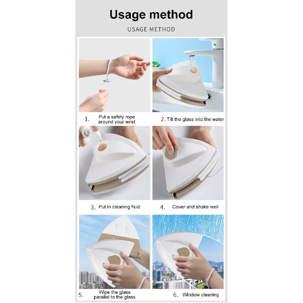 Double Sided Magnetic Glass Window Cleaner Household Cleaning Tool Automatic Drainage Wiper Glass Window Cleaner For Home