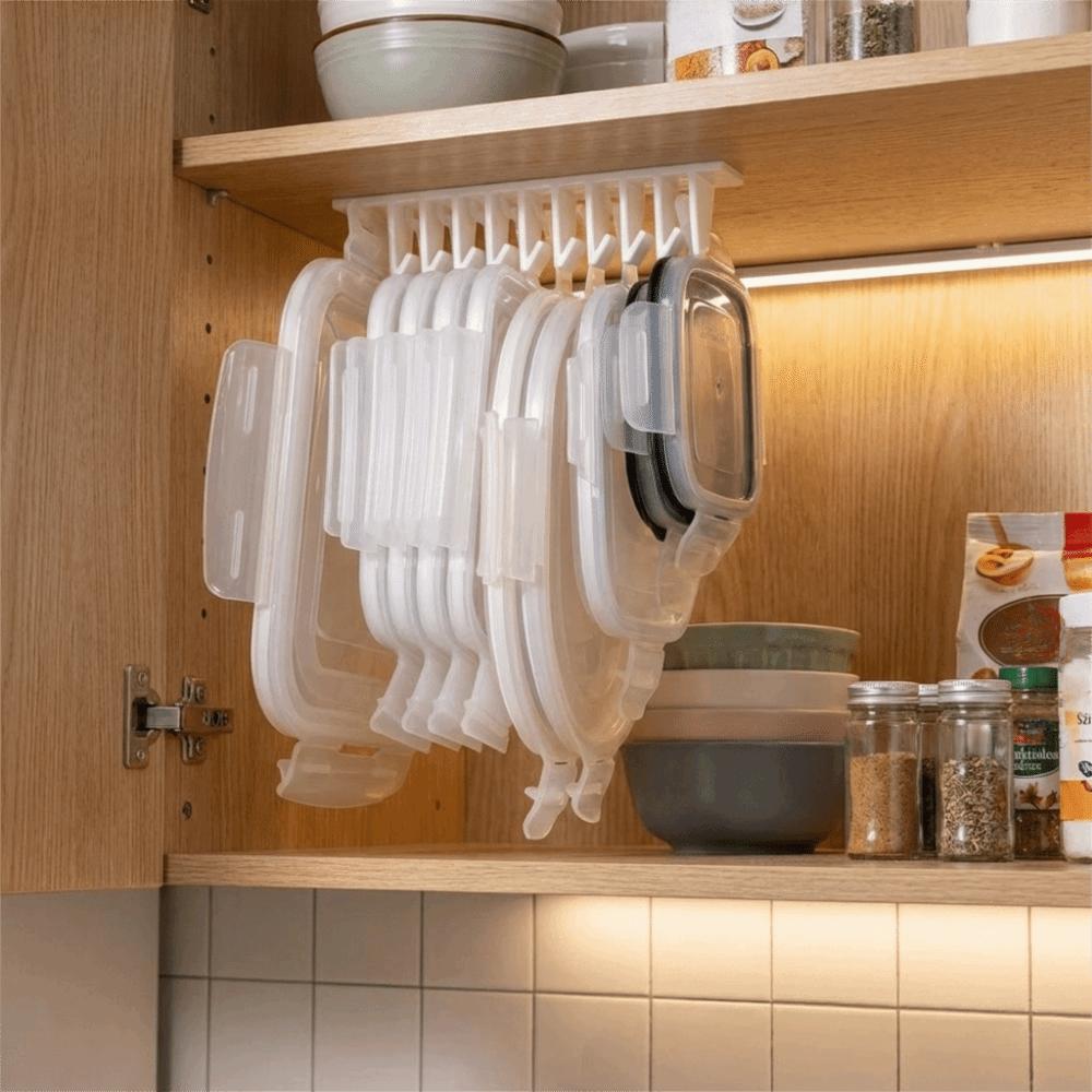 Mold Resistant Crisper Lid Storage Rack Wall Mounted Multi-slot Lid Hanger  Ventilated