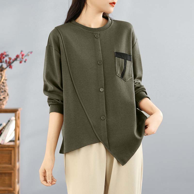 DIMANAF 2025 Осень Футболка больших размеров женская с длинным рукавом с круглым вырезом свободная однотонная топы футболки хлопок