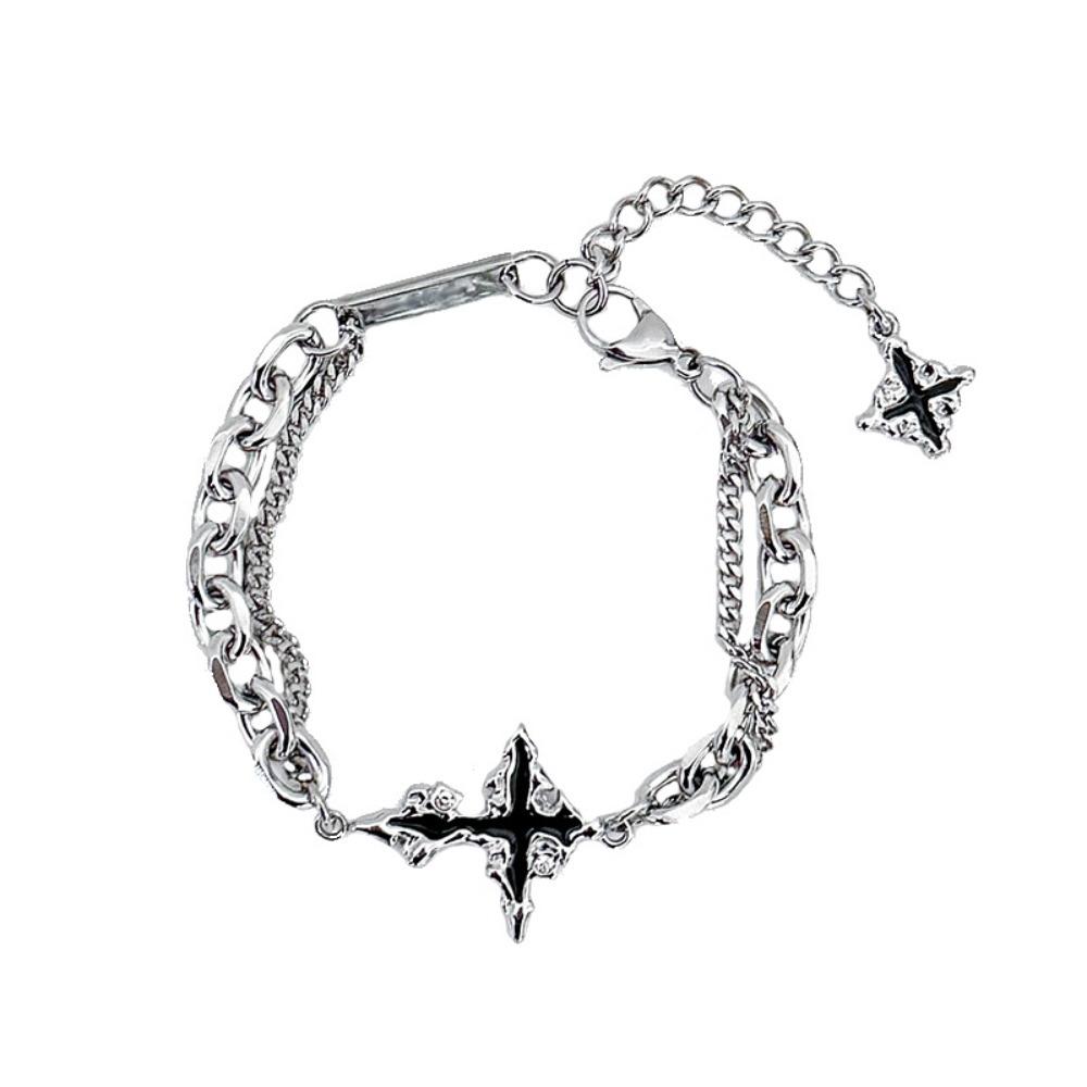 Dark Gothic Cross Chain Bracelet for Men Luxury Titanium Steel Unisex Minimalist Design Trendy American Style