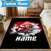 Custom Name Kansas Chiefs Helmet Rug Game Carpet, Floor Mat for Bedroom Living Room Entryway Rug, Home Decor Idea Gift for Christmas birthday