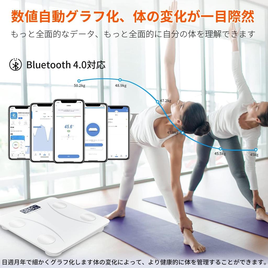 Weighing Scale Bluetooth Smartphone Linked Health Meter Body Fat Meter Bluetooth Body Composition Meter 2024 Latest High Storage Japanese APP Body