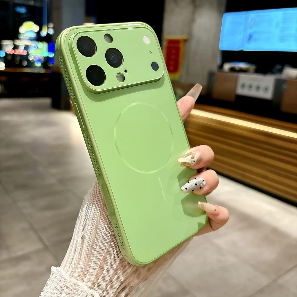 Роскошный матовый чехол-защита для линз из стекла Для iPhone 17 Air 16 15 14 13 Pro Max Plus Для Magsafe Магнитный Ударопрочный Жесткий ПК Чехол