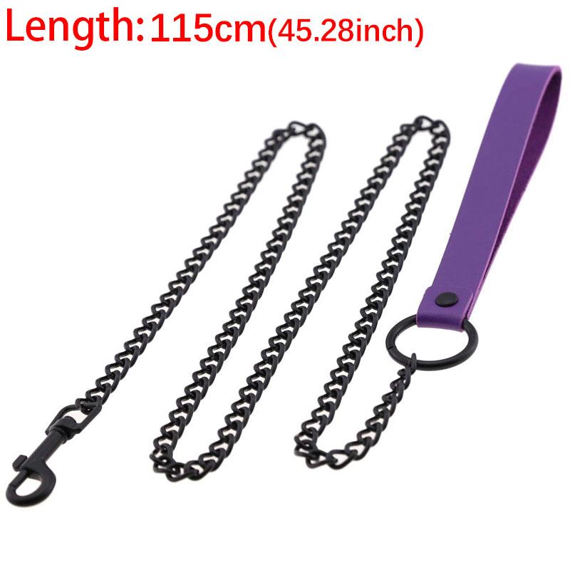 Durable Anti-Bite Metal Dog Chain Lead Chain Leash Handle Leads Leather Iron Chain for Small Large Medium Dogs Outdoor Training