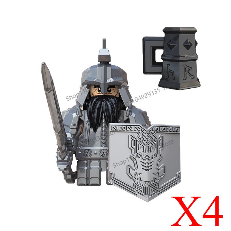 Medieval Knight Figures Building Blocks Elf Guard Dwarf Warrior Wild Boar Sheep Mount Fantasy Movie Character Soldier Bricks Toy