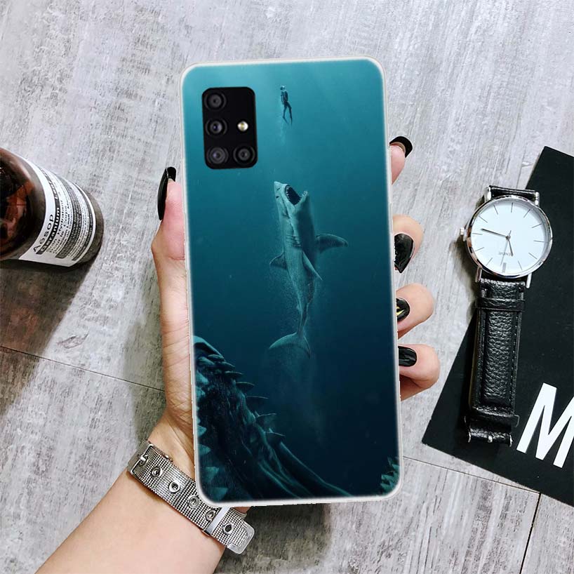 Ocean Monster Shark Swimming Phone Case For Samsung Galaxy A52 A32 A22 A12 A02S A50S A30S A51 A31 AA71 Note 20 Ultra 10 S10 Plus