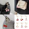 Elegant Rhinestones Cherry Bag Pendant Crystal Studded Fruit Shaped Key Ring Fashionable Handbag Charm Accessories