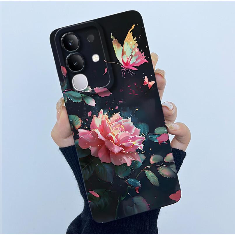 Чехол для телефона Vivo Y29 4G Модный Минимализм Масляная Живопись Цветок Мягкий Жидкий Силикон Задняя Крышка Для Vivo Y 29 4G Fundas