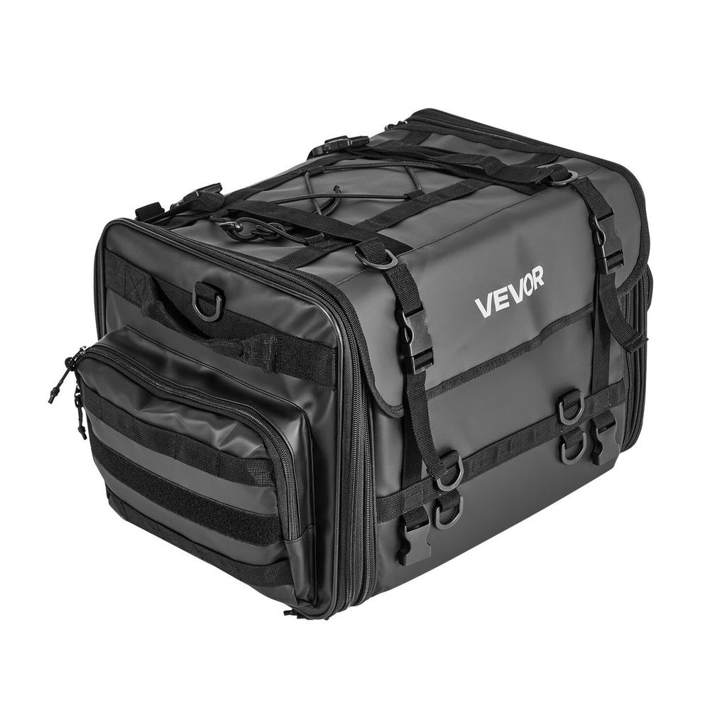 Motorcycle Tail Bag, 40-60 L Expandable Motorcycle Rear Seat Bag with Waterproof Rain Cover, Foldable Outdoor Sports Motorbike Luggage Storage with