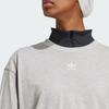 adidas Оригиналы Essential Футболка с вышивкой логотипа, в рубчик, с круглым вырезом, комфортная, с коротким рукавом, спущенным плечом, Женские топы, Средне-серый IY7324