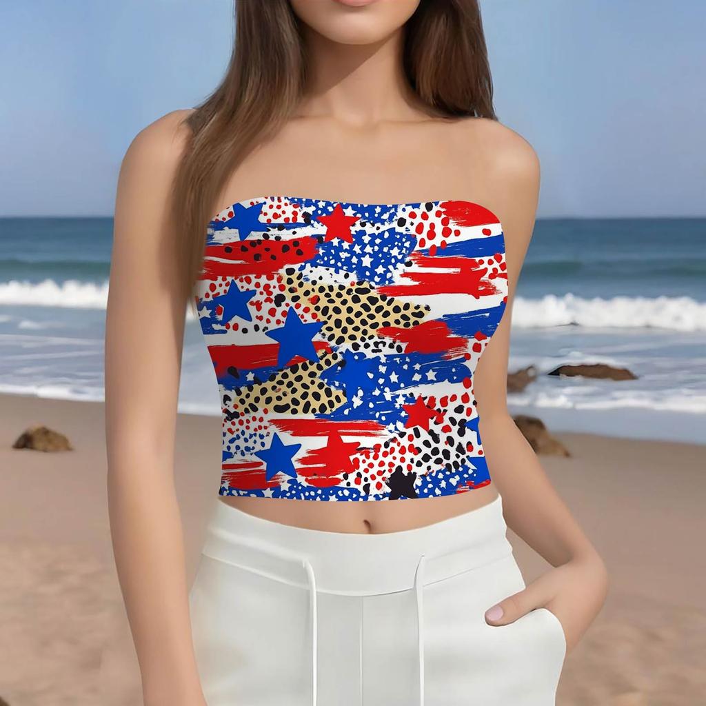 Crop Tops For Women Sexy Cami Tank Summer Tube Sleeveless Printed Camisole Shirt Vest