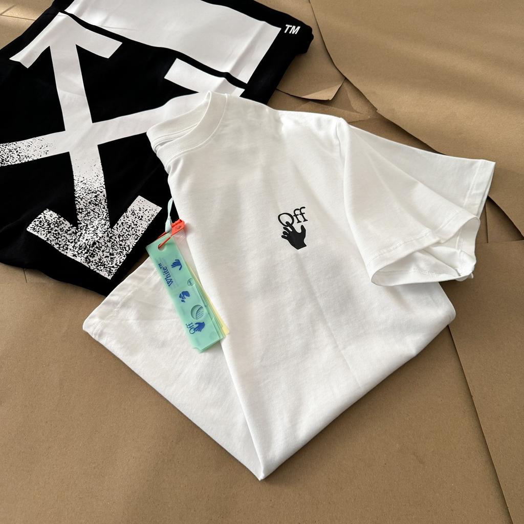 Off-White Летняя новинка 2025 года, черно-белая классическая футболка с короткими рукавами и принтом в виде всплеска стрелы для мужчин и женщин, парная футболка