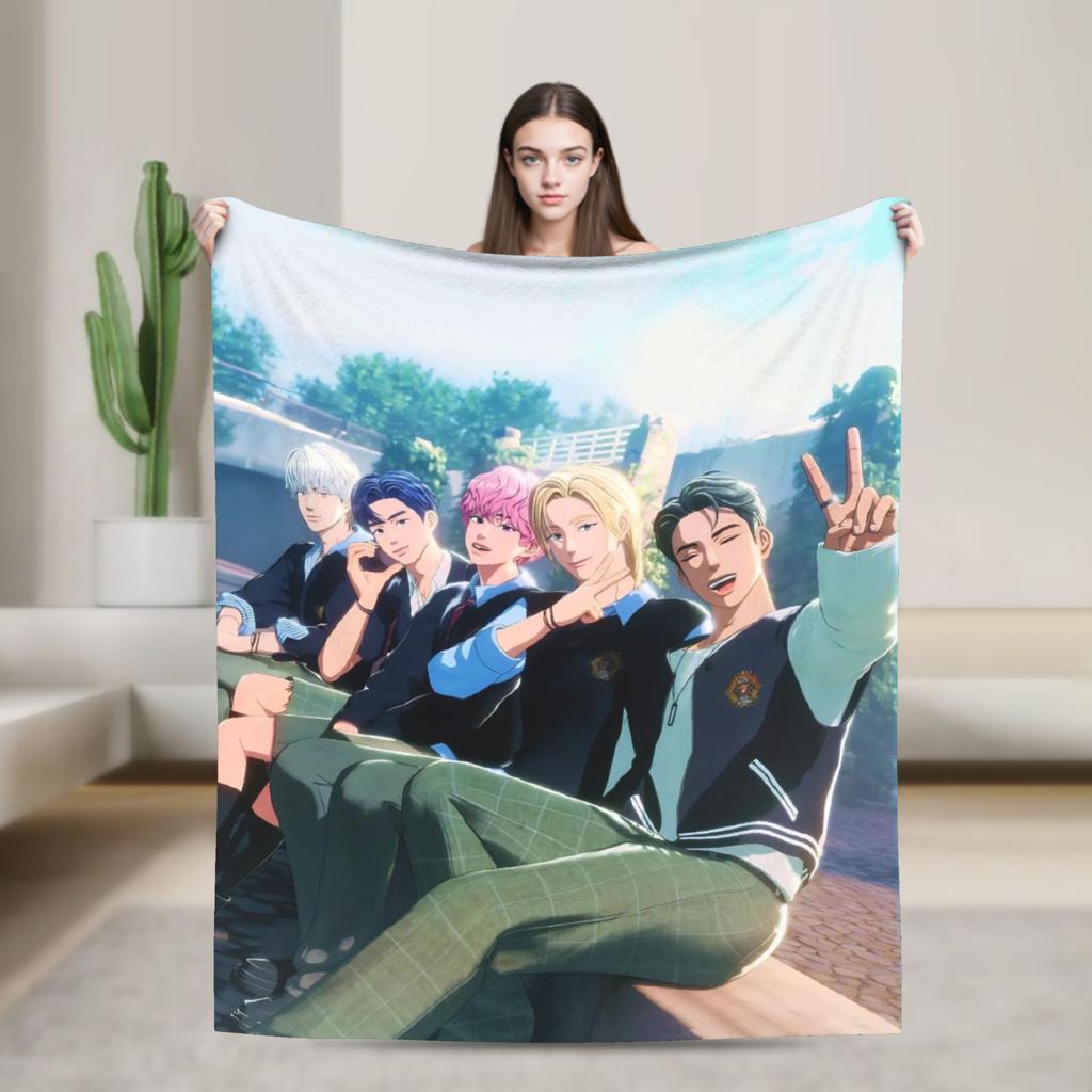 Blankets Travel Kpop PLAVE Caligo pt Throw Blanket Flannel Bedspread For Couch Chair Sofa Bed Graphic Sofa Bed Cover