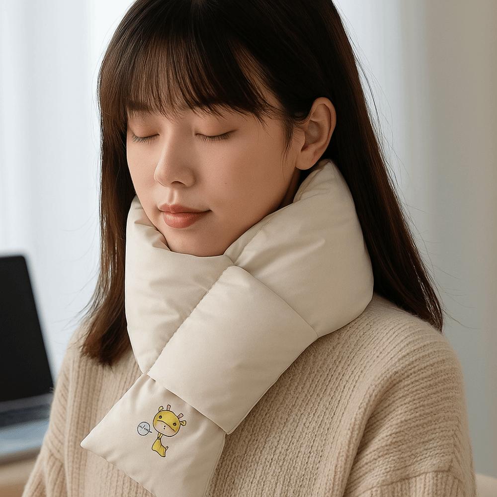 Windproof Down Cotton Scarf Solid Color Thermal Warm Scarf Fashion Winter Cross Scarf Outdoor