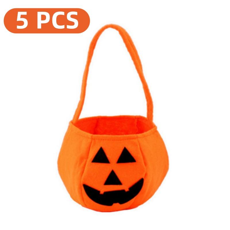 Halloween Pumpkin Bucket Portable Candy Basket Trick or Treat Kids Gift Packaging Halloween Party Decor Supplies