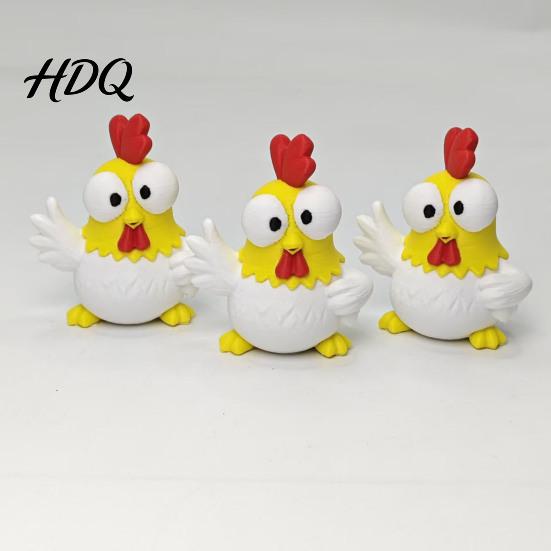 Настольный антистресс 3D-печатная фигурка мультяшного петуха Мини Милое животное с большими глазами