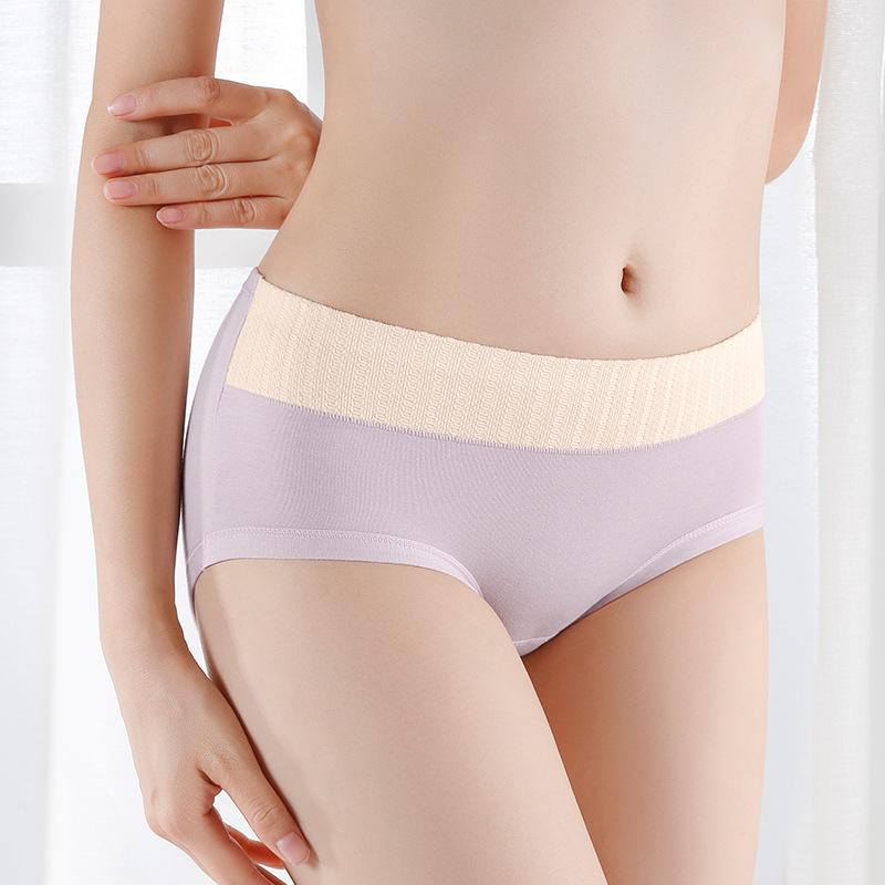 Женское нижнее белье из чистого хлопка со средней посадкой в ​​упаковке, 4 шт., антибактериальные трусики с промежностью, дышащее нижнее белье без следов