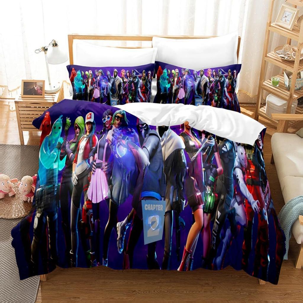 Трехсекционный комплект постельного белья с цифровой печатью Fortnite, тематика игры, домашний текстиль