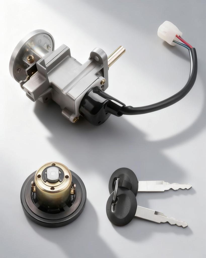 Motorcycle Lock Ignition Switch Fuel Tank Cover Lock Assembly and Lock Key Gas Cap Set for Ignition Lock NMAX155 2015-2019