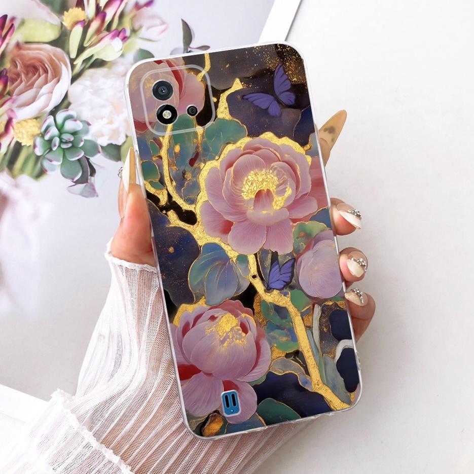 Чехол для Realme C11 2021 RMX3231 Цветы Расписной Чехол Мягкий Силиконовый Чехол для Телефона Для Realme C20 C 11 RealmeC11 2021 Сумки
