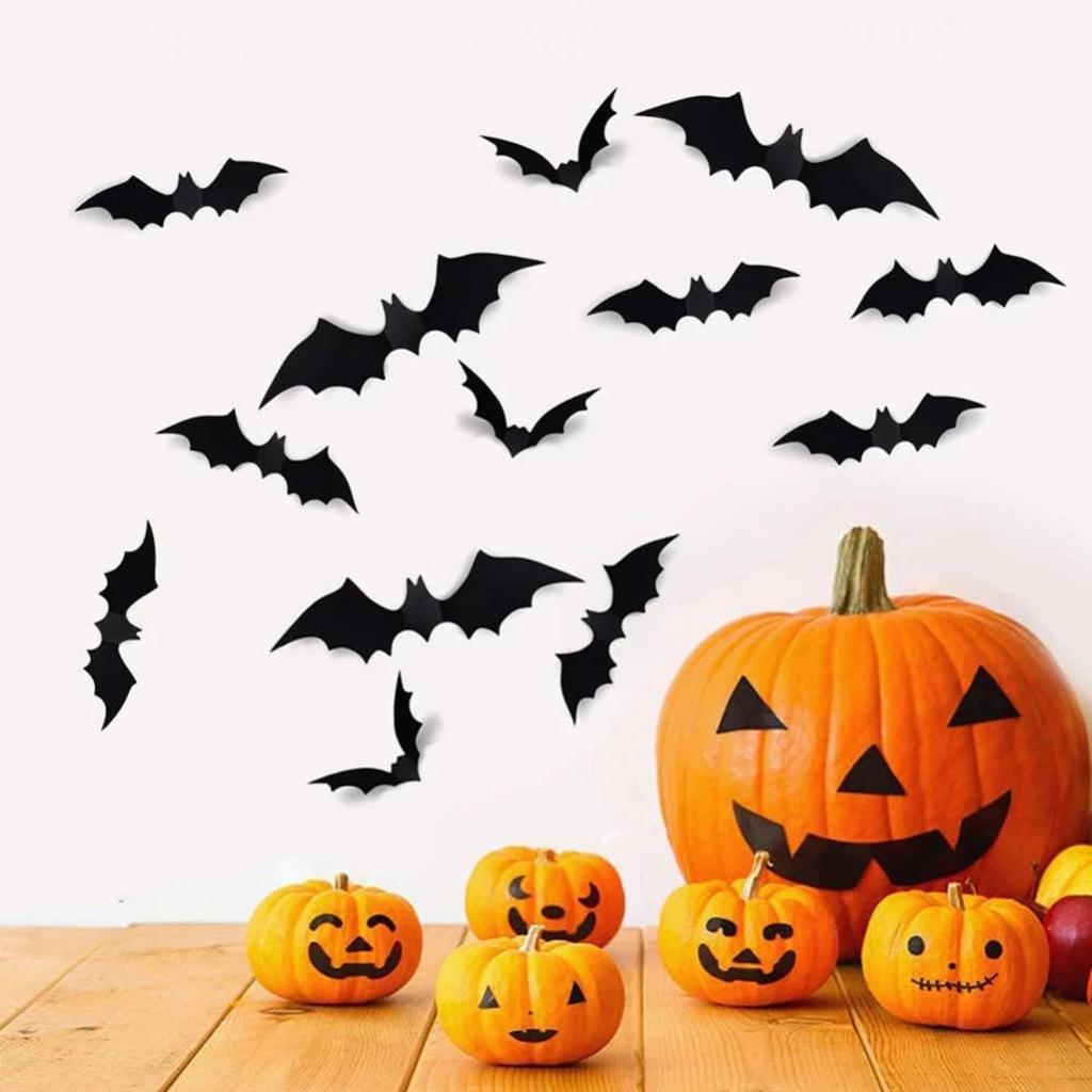 44/55/88 Pcs Halloween Bats Decorations, 3D Scary Bats For Wall Decor Multi-Size Bats Halloween Indoor Decor Home Window Decoration Set