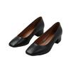 Womens/Ladies Seattle Faux Leather Square Toe Low Block Heel Shoes