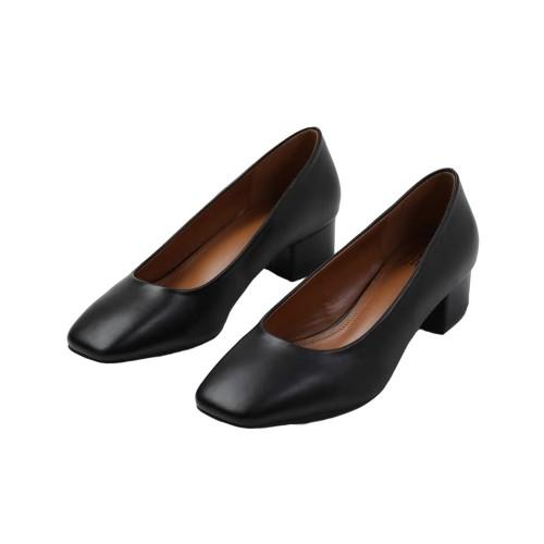 Where's That From Womens/Ladies Seattle Faux Leather Square Toe Low Block Heel Shoes