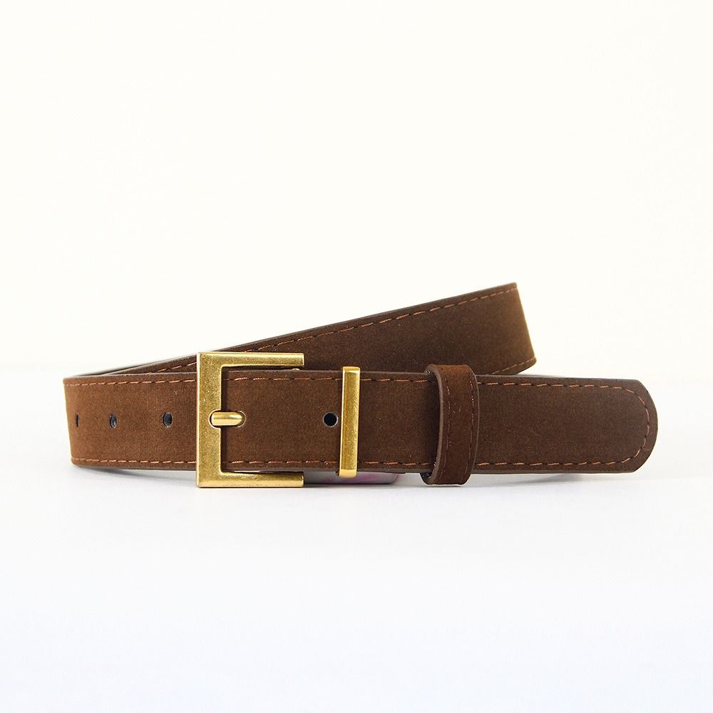 Matte Waist Belt Faux Suede Square Buckle Belt Retro Versatile Waist Belt  For Outfit Matching