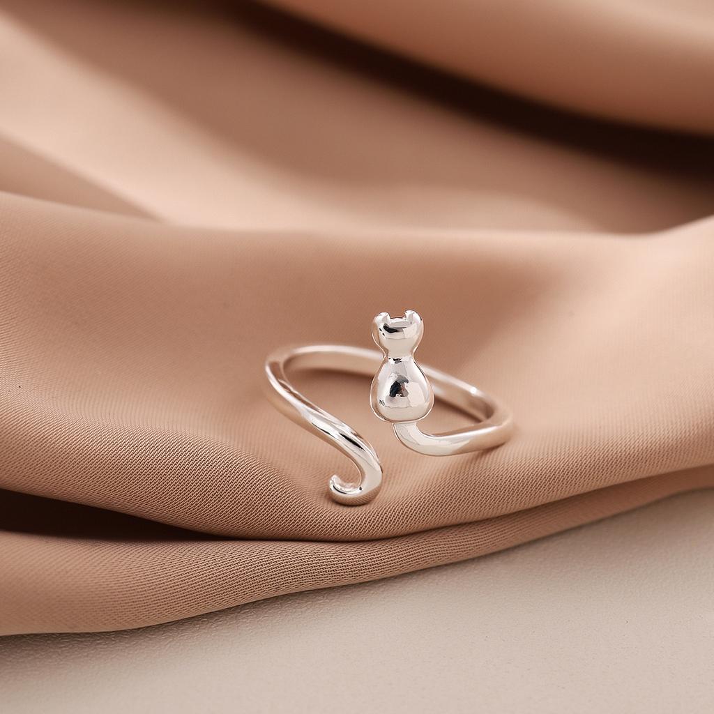 Exquisite Mosaic Cat Ring - Versatile Fashion Accessory with Alloy Material, Plating, and Unique Design - Perfect Birthday Party Anniversary Gift Idea